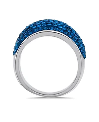Macy's Pave Crystal Fine Silver-Plated Over Brass Indigo Blue Color Dome Shaped Ring