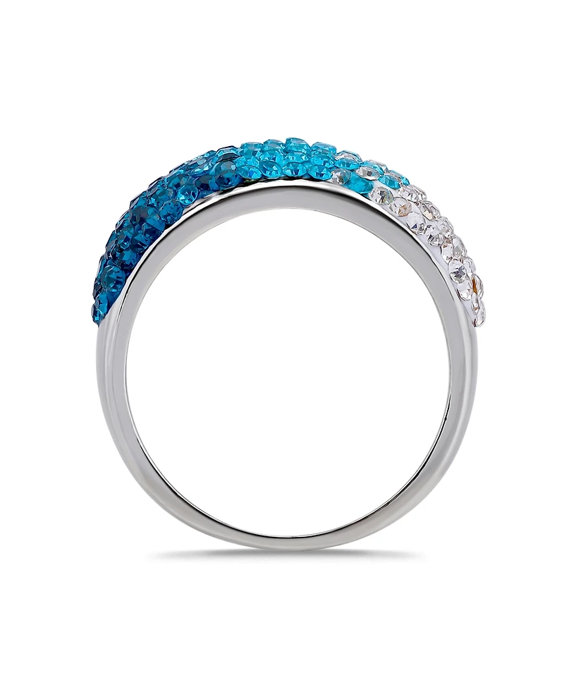 Macy's Pave Crystal Fine Silver-Plated Over Brass Ombre Coloration Dome Shaped Ring