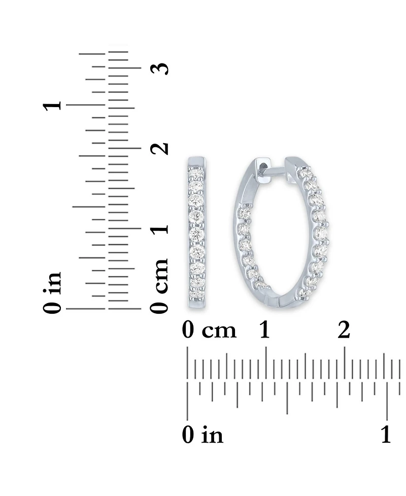 Lab Grown Diamond In & Out Small Hoop Earrings (3/4 ct. t.w.) in Sterling Silver