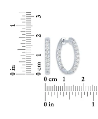 Lab Grown Diamond In & Out Small Hoop Earrings (3/4 ct. t.w.) in Sterling Silver