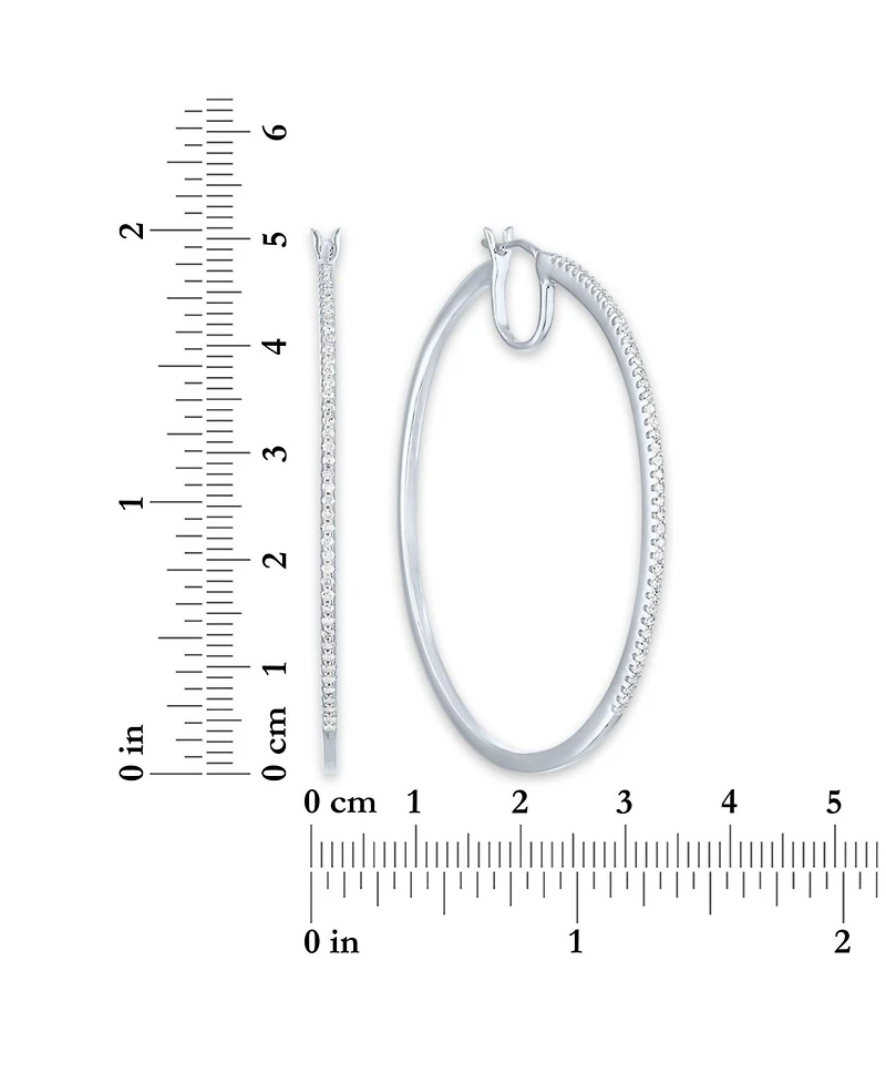 Diamond Oversized Hoop Earrings in 14k Gold over Sterling Silver or Sterling Silver (1/2 ct. t.w.)