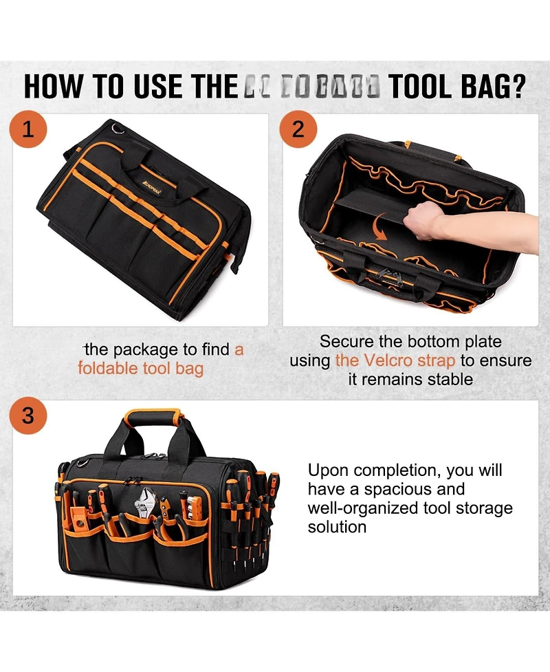Xdovet Electrician Tool Bag 46-Pocket Heavy Duty Foldable Organizer