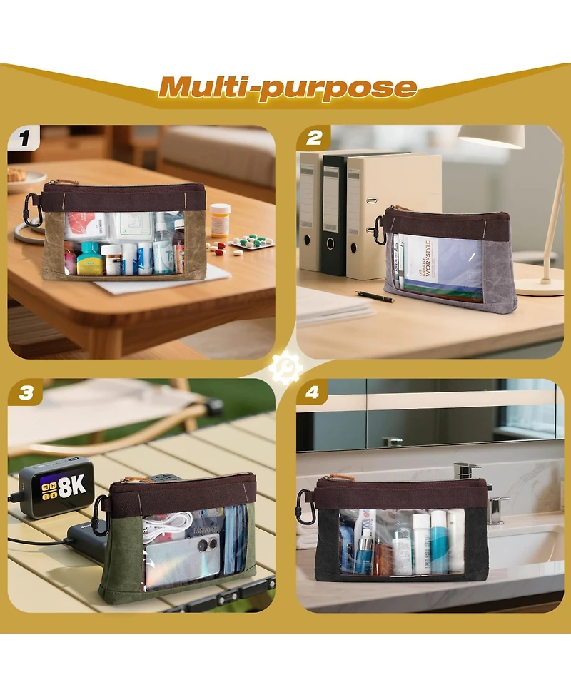Xdovet Tool Pouch With Carabiner Canvas Window 4 Pack