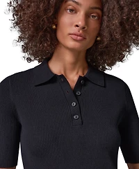 Donna Karan Weekend Women's Elbow-Sleeve Ribbed Button-Front Sweater