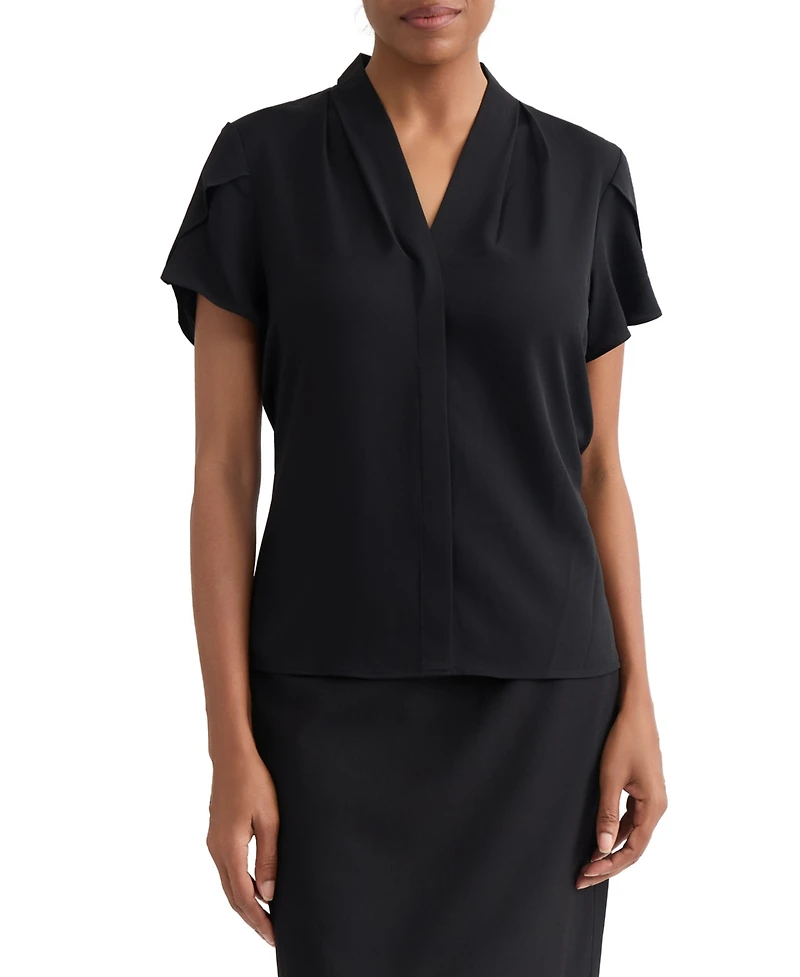 Jones New York Petite Petal-Sleeve Blouse
