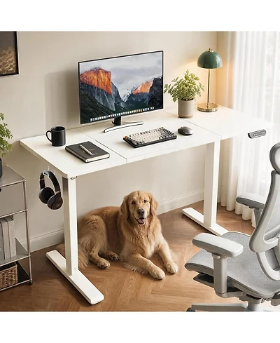 homfan Electric Standing Desk with Splice Board, 2 Hooks and 3 Memory Presets