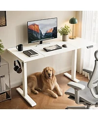 homfan Electric Standing Desk with Splice Board, 2 Hooks and 3 Memory Presets
