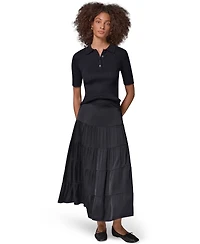 Donna Karan Weekend Women's Satin Midi Tiered Skirt