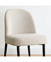 Maison Boucle Modern Upholstered Dining Chair, Kitchen Linen-Blend Upholstery, Comfy Curved Back, Thick Seat Cushion, Metal Legs