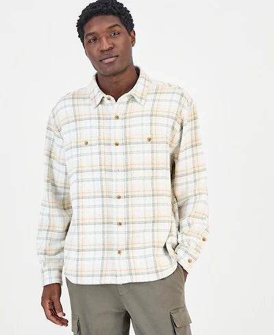 Sun + Stone Men's Plaid Flannel Overshirt, Macy's Exclusive