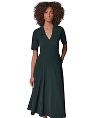Donna Karan Weekend Women's V-Neck A-Line Midi Dress with Pockets
