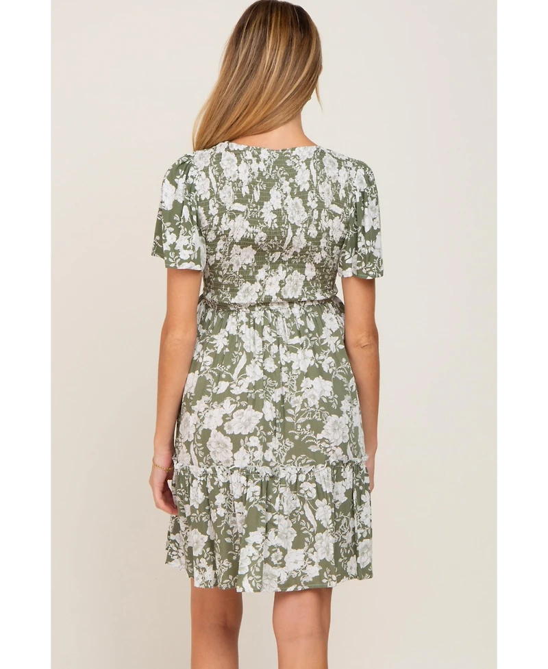 Pinkblush Maternity Floral Smocked Ruffle Dress