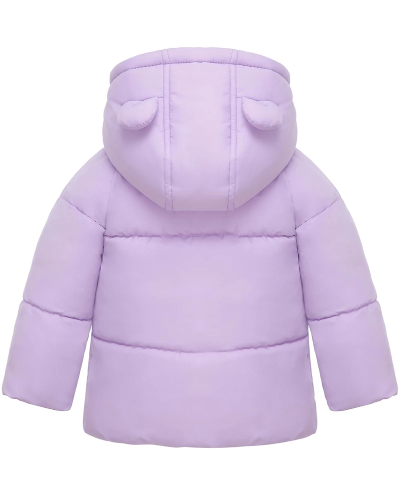 Rokka&Rolla Baby Girls (6-24M) Borg-Lined Bear Ears Puffer Jacket