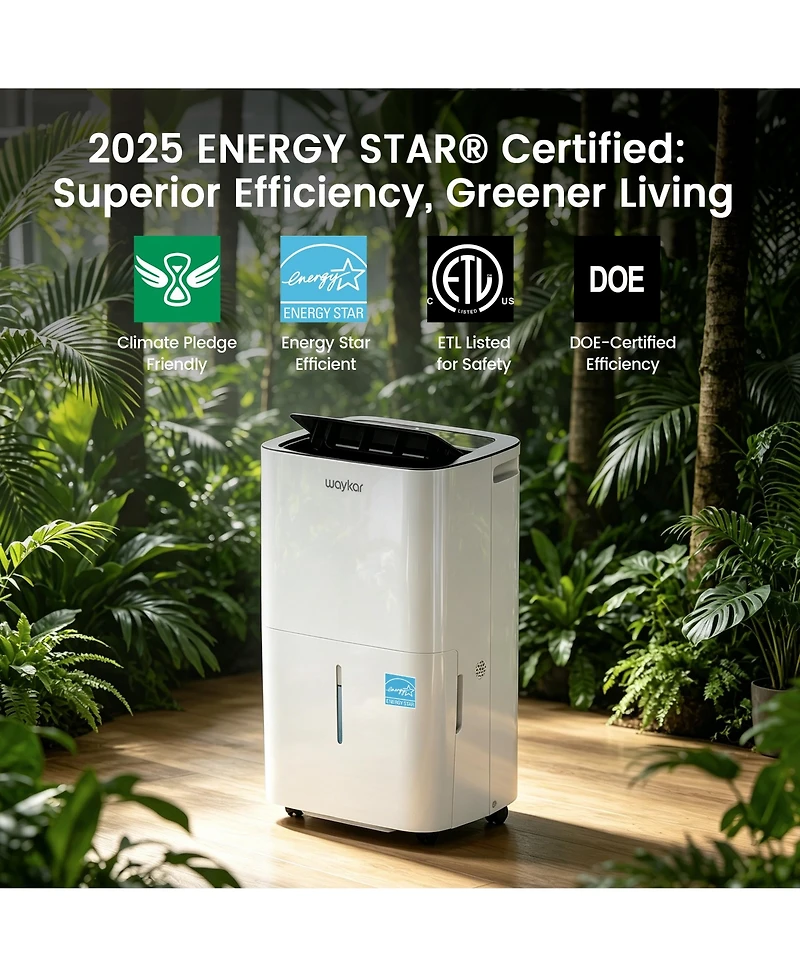 Waykar 80 Pint Energy Star Dehumidifier, up to 5500 Sq.Ft for Room Basement