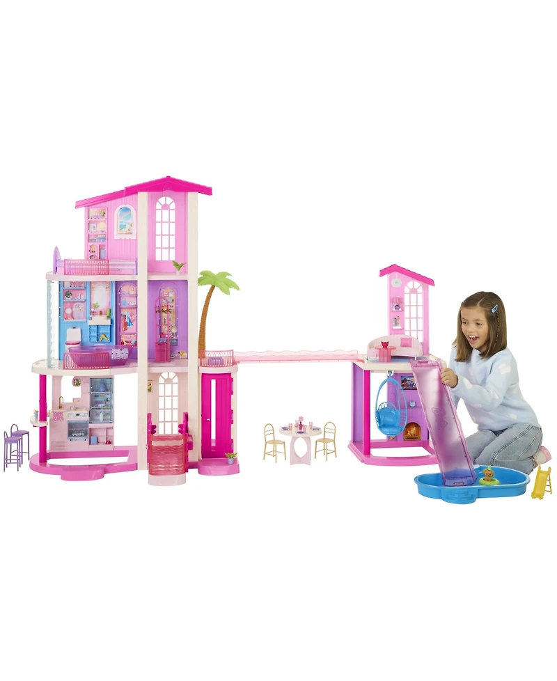Barbie DreamHouse 3-Story Dollhouse with 2 Pools, 2 Slides, and Working Elevator, 65+ Pieces