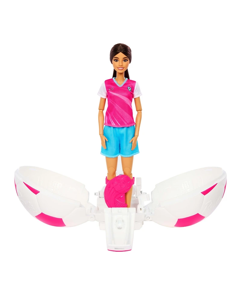Barbie Roll & Reveal Soccer Player 10.63" Fashion Doll with 8 Surprises, Ages 5+