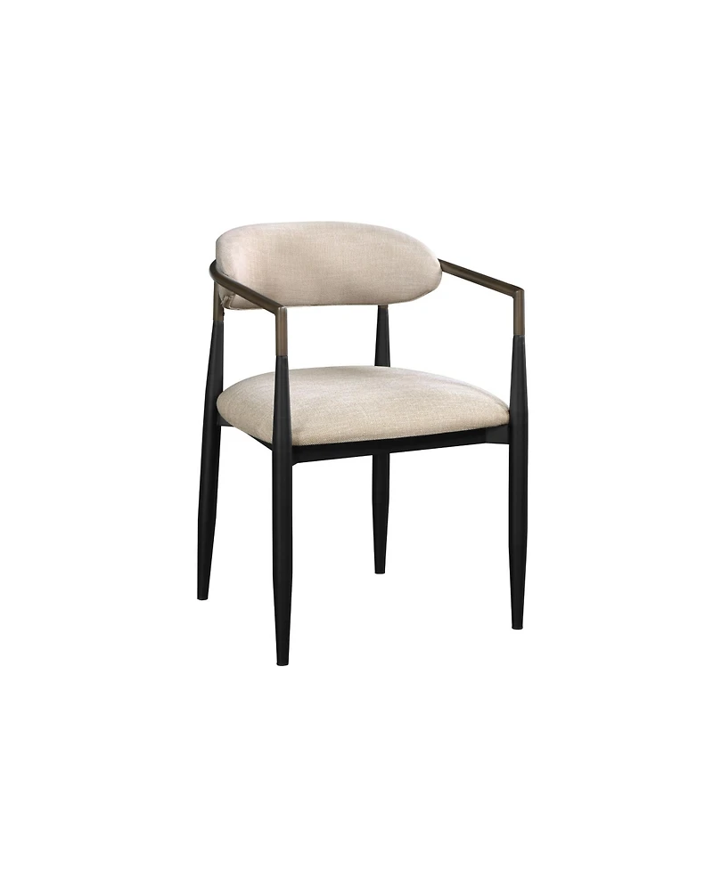 HomeRoots Set of Two Upholstered Fabric Open Back Dining Arm Chairs