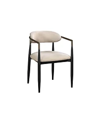 HomeRoots Set of Two Upholstered Fabric Open Back Dining Arm Chairs