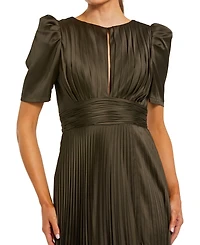Mac Duggal Women's Charmeuse Keyhole Puff-Sleeve Evening Gown
