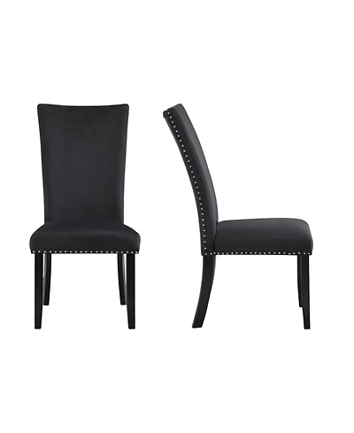 HomeRoots Set of Two Upholstered Velvet Dining Side Chairs