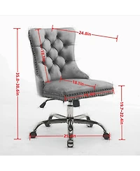 Clihome Adjustable Desk Chair Swivel Office Chair, Velvet Upholstered Tufted Button Home