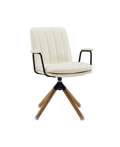 HomeRoots 23"Faux Leather and Swivel Armchair
