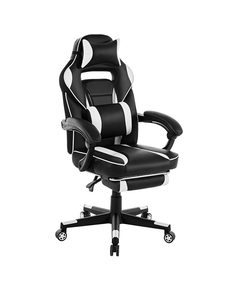 homfan Ergonomic High Back Gaming Chair for Adults, Pu Leather Adjustable Height Lumbar Support, 360degree(s) Swivel and Retractable Footrest