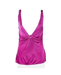 Pre-Owned Versace Women's Embellished Knot-Front Jersey Top