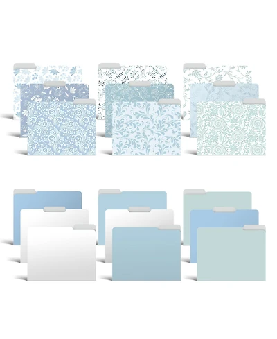 Danrong Decorative File Folders Floral Paisley Solid Heavyweight Laminated Tabs 18 Pack