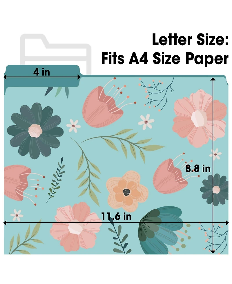 Decorative File Folders Floral Letter Size 84 Pack Tabbed Office School