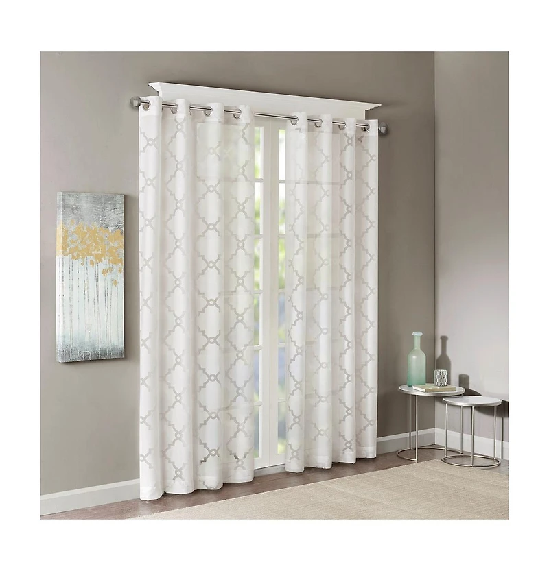Avobird Fretwork Burnout Sheer Curtain Panel Only 1 Piece Panel