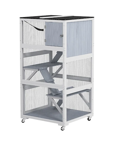 Ruie Outdoor Catio Cat Enclosure on Wheels with Hammock and Platforms