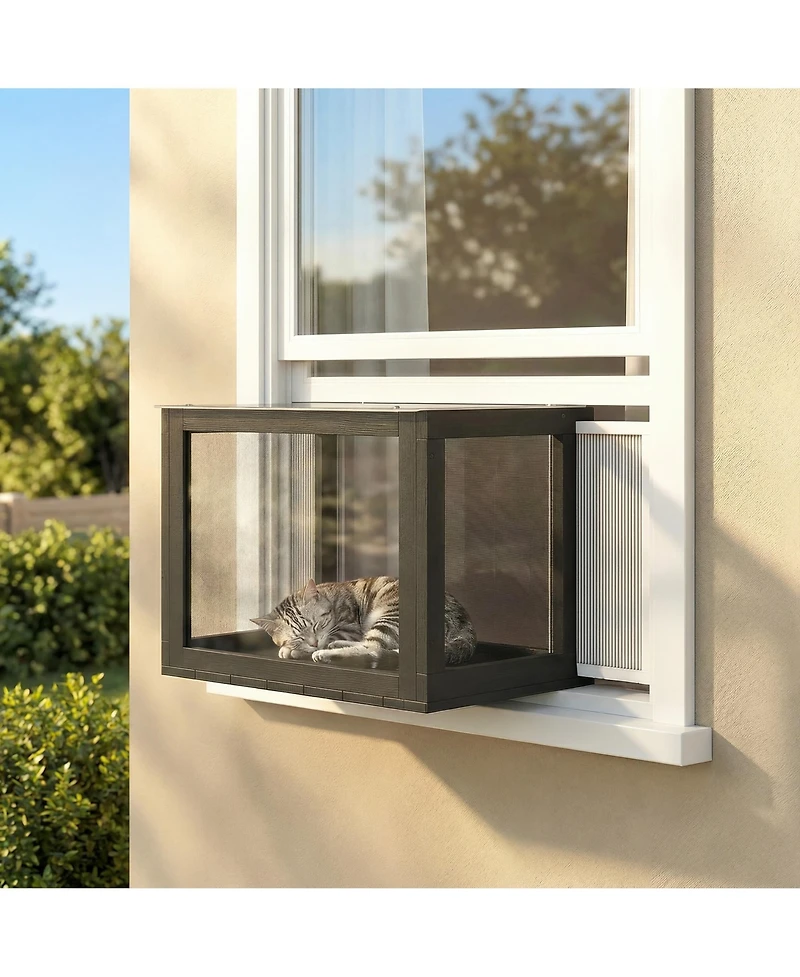 Ruie Window Mounted Outdoor Catio Cat Enclosure with Acrylic Top