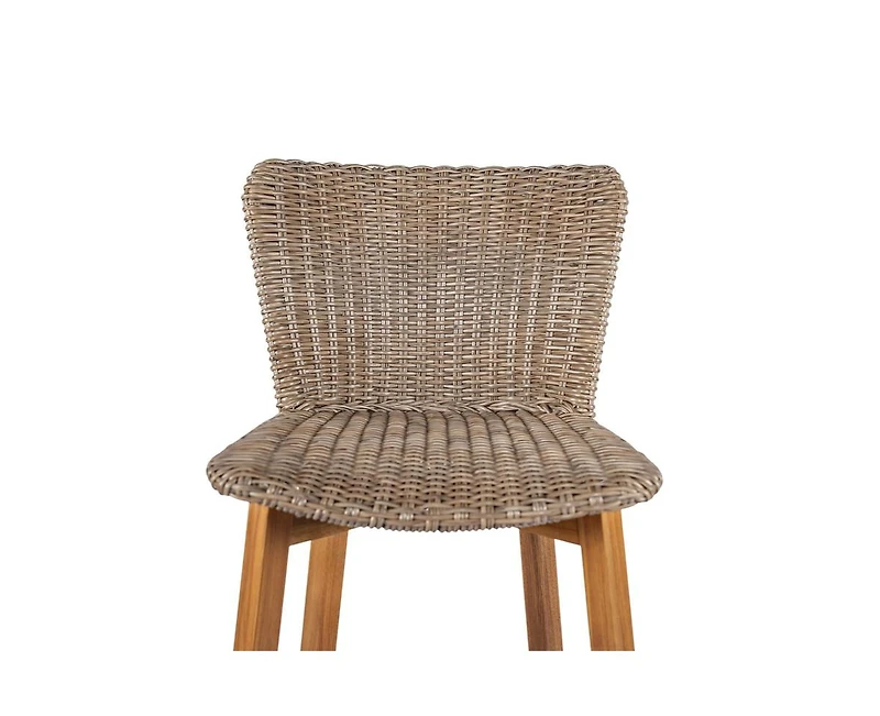 sumyeg Lymington Outdoor Bar Stool Set of 2, Teak Finished Wood with Wicker Seat