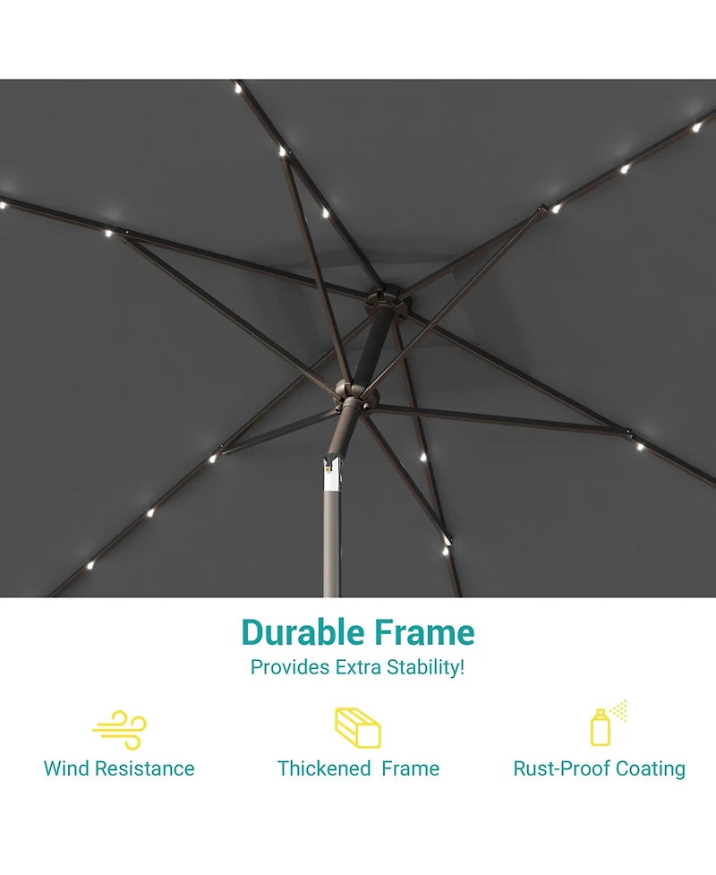 Sonkuki Enhance Your Outdoor Oasis with 10×6.5Feet Led Rectangular Patio Umbrella - Stylish, Durable, and Sun-Protective!