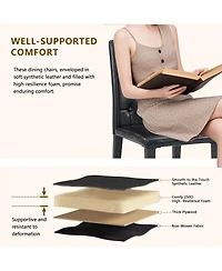 Sailvan Pu Dining Chairs, 35 Inch Ergonomic Buckle Backrest With Metal Legs
