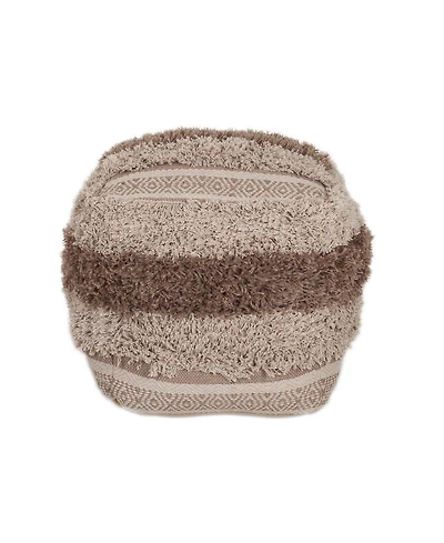 HomeRoots 18" Striped Pouf Ottoman