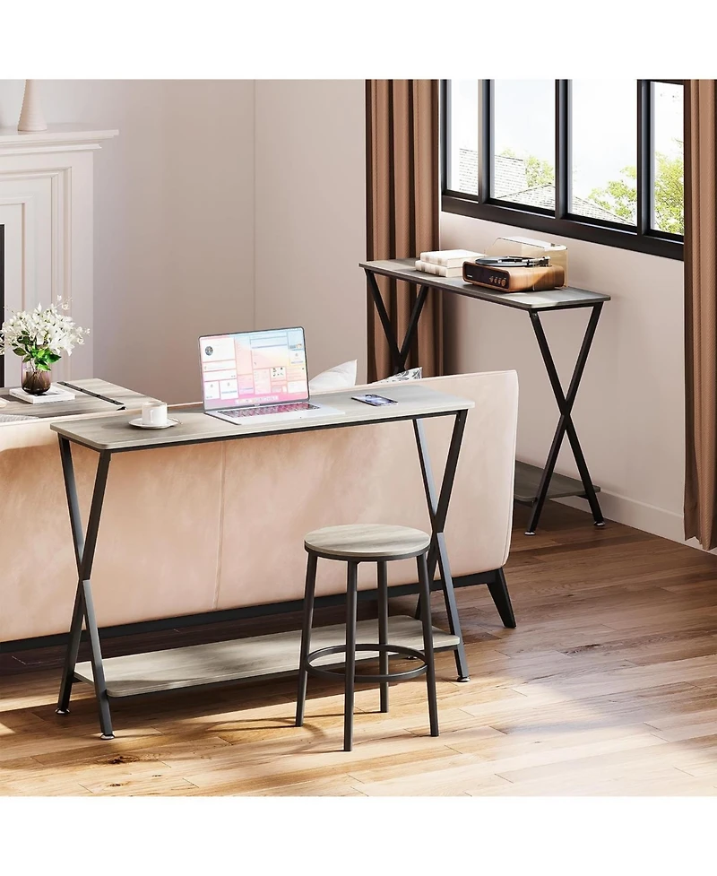 homfan 41" Narrow 2-Tier Console Table with Storage Shelf, Behind Couch Entryway Table