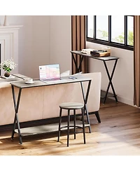 homfan 41" Narrow 2-Tier Console Table with Storage Shelf, Behind Couch Entryway Table
