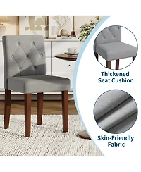 homfan Dining Chairs Set for 6, Cotton Linen Upholstered Chair with High Back and Wooden Legs, Kitchen/Living Room/Restaurant