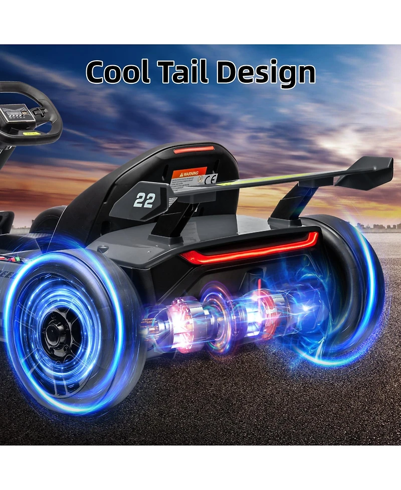 homfan 24V Electric Go-Kart with Dual Motors, 8 Mph Speed & Adjustable Seat, Ages 5-14
