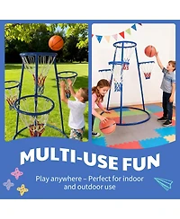 homfan 4 Hoop Adjustable Basketball Set, Toddler Sports Toy with 2 Mini Basketballs and Air Pump
