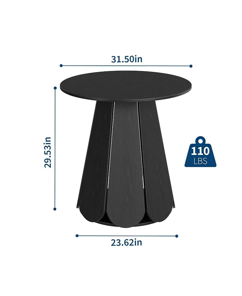 homfan 31.5" Round Farmhouse Dining Table for 2-4, Wood Grain Top, Pedestal Base