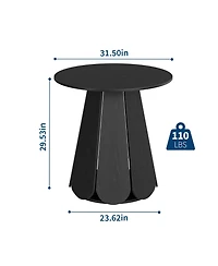 homfan 31.5" Round Farmhouse Dining Table for 2-4, Wood Grain Top, Pedestal Base