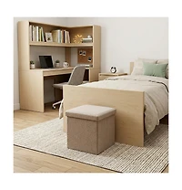 HomeRoots 12" Boucle Cube Storage Ottoman