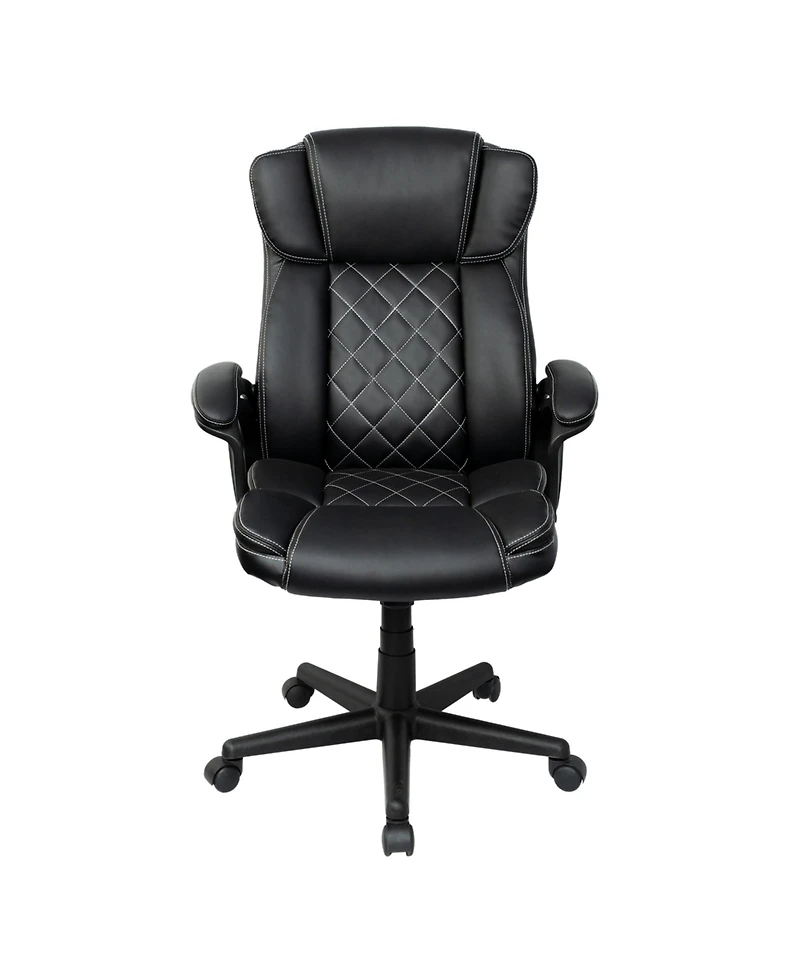 Flynama Ergonomic Executive Faux Leather Office Chair,Diamond-Stitched High Back Chair