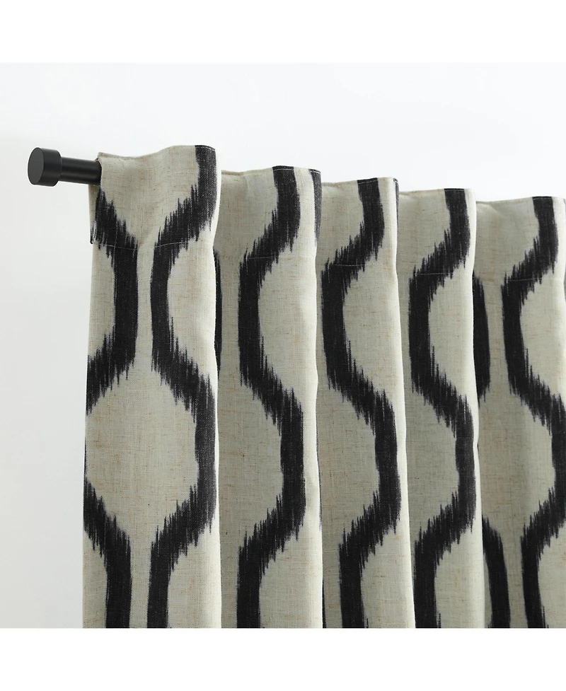 Threadmade Renzo Ikat Geometric Linen Room Darkening Rod Pocket/Back Tab Curtain
