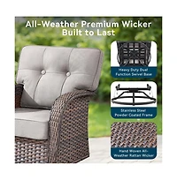 Pocassy All-weather Wicker 5 - Person Patio Conversation Sets With Fire Table