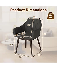 Gymax Set of 4 Dining Chairs Upholstered Kitchen Table With Solid Wood Legs