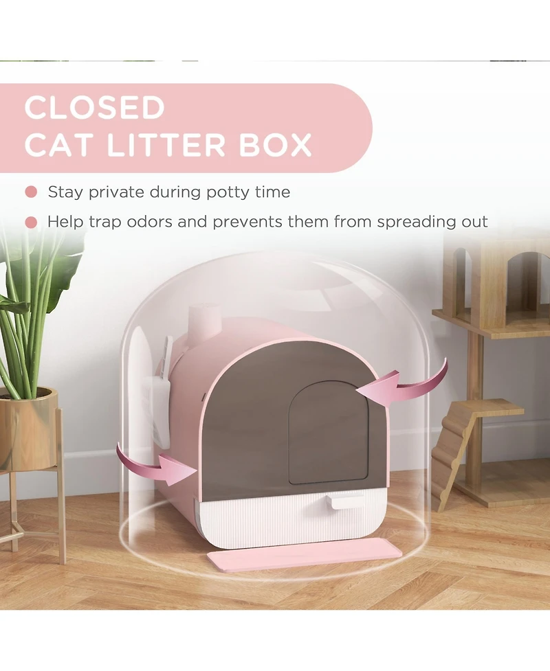 Ruie Covered Cat Litter Box with Lid Scoop and Air Filter